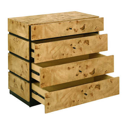 Atlas Lighting Bromo Chest Large | Natural Burl Wood & Black Modern | Bedroom & Living Room Storage | 36in W x 18in D x 34in H | Model ST11013-01