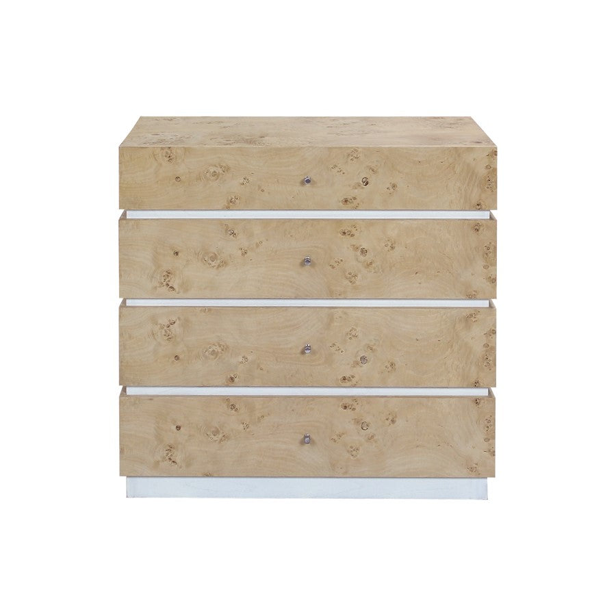 Atlas Lighting Bromo Chest Large | Bleached Burl Wood & White Modern | Bedroom & Living Room Storage | 36in W x 18in D x 34in H | Model ST11013-02