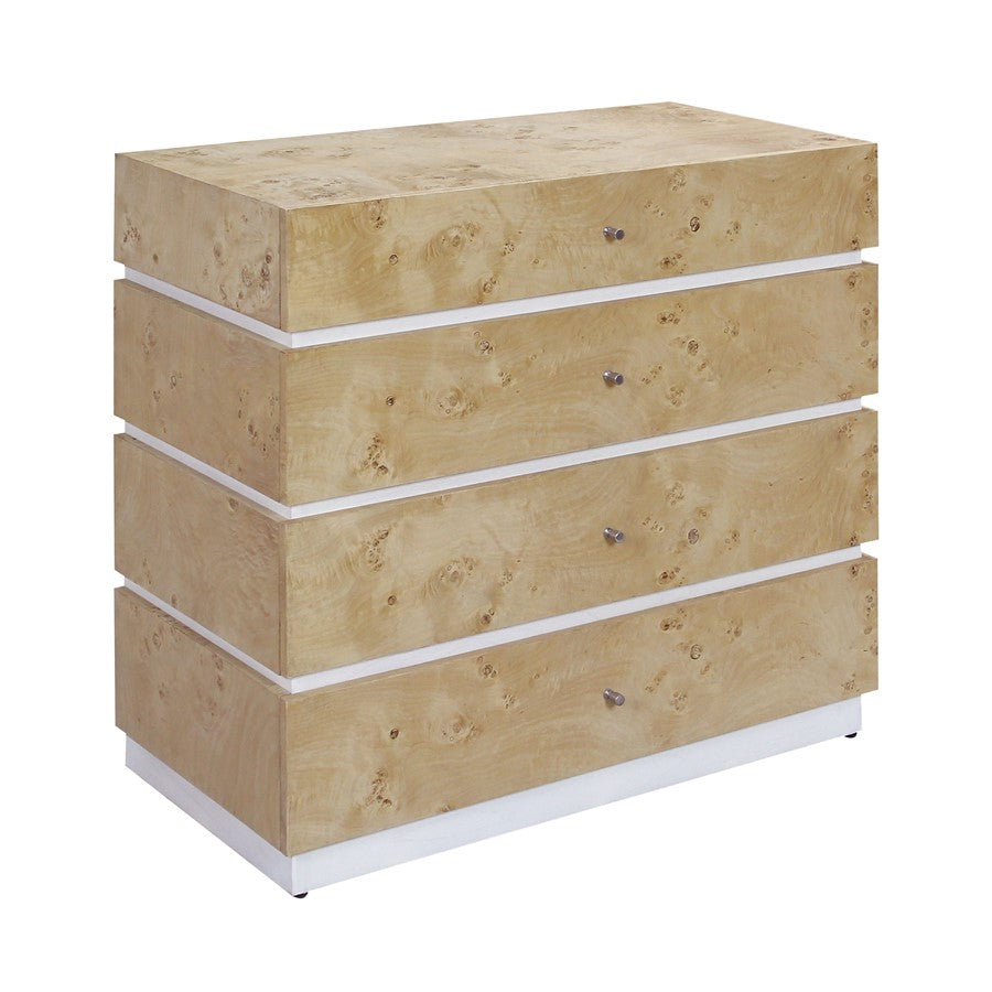 Atlas Lighting Bromo Chest Large | Bleached Burl Wood & White Modern | Bedroom & Living Room Storage | 36in W x 18in D x 34in H | Model ST11013-02