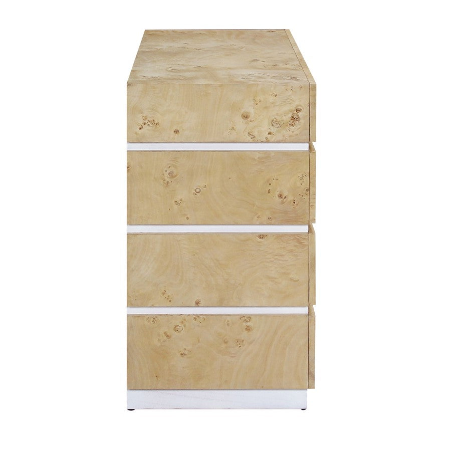 Atlas Lighting Bromo Chest Large | Bleached Burl Wood & White Modern | Bedroom & Living Room Storage | 36in W x 18in D x 34in H | Model ST11013-02