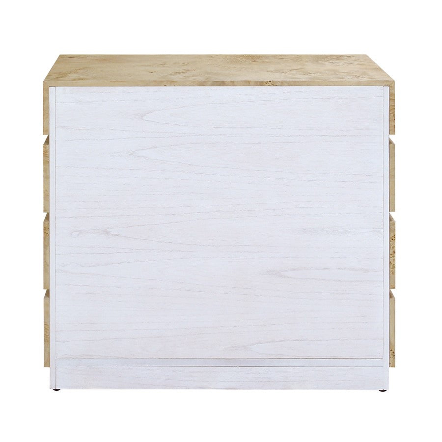 Atlas Lighting Bromo Chest Large | Bleached Burl Wood & White Modern | Bedroom & Living Room Storage | 36in W x 18in D x 34in H | Model ST11013-02
