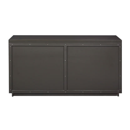 Atlas Lighting Calamar 66in Wood Credenza | Urban Bronze Slatted Doors | Living Room & Dining Room Storage | 66 x 18 x 32 in | Model ST11014-03