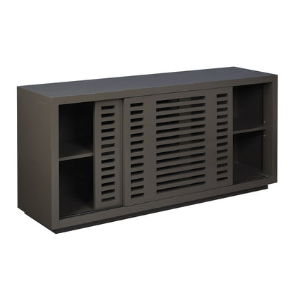 Atlas Lighting Calamar 66in Wood Credenza | Urban Bronze Slatted Doors | Living Room & Dining Room Storage | 66 x 18 x 32 in | Model ST11014-03
