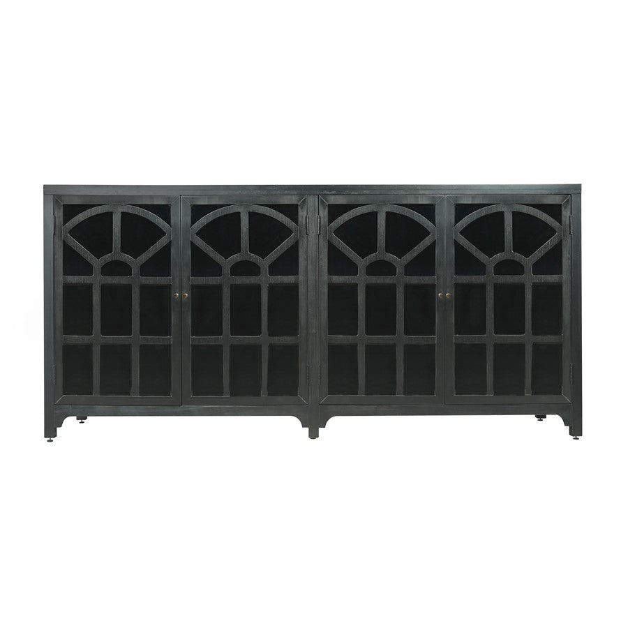 Atlas Lighting Conrad Credenza 72in | Traditional Kettle Black Wood with Clear Glass Doors | Living Room & Dining Room Storage | Model ST11020-01