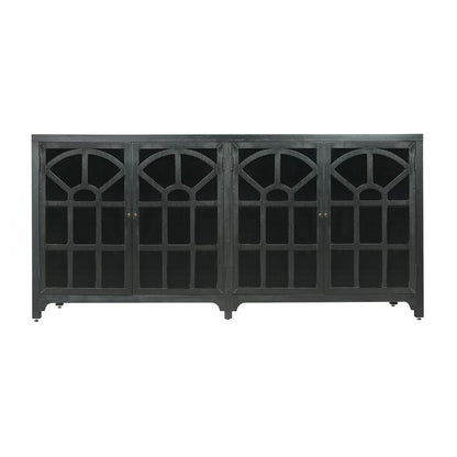 Atlas Lighting Conrad Credenza 72in | Traditional Kettle Black Wood with Clear Glass Doors | Living Room & Dining Room Storage | Model ST11020-01