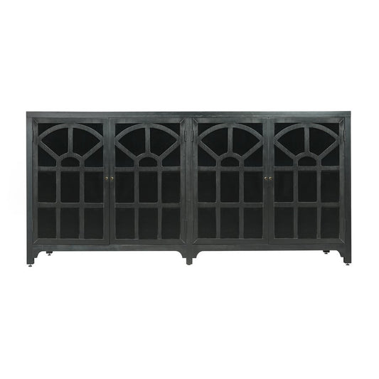 Atlas Lighting Conrad Credenza 72in | Traditional Kettle Black Wood with Clear Glass Doors | Living Room & Dining Room Storage | Model ST11020-01