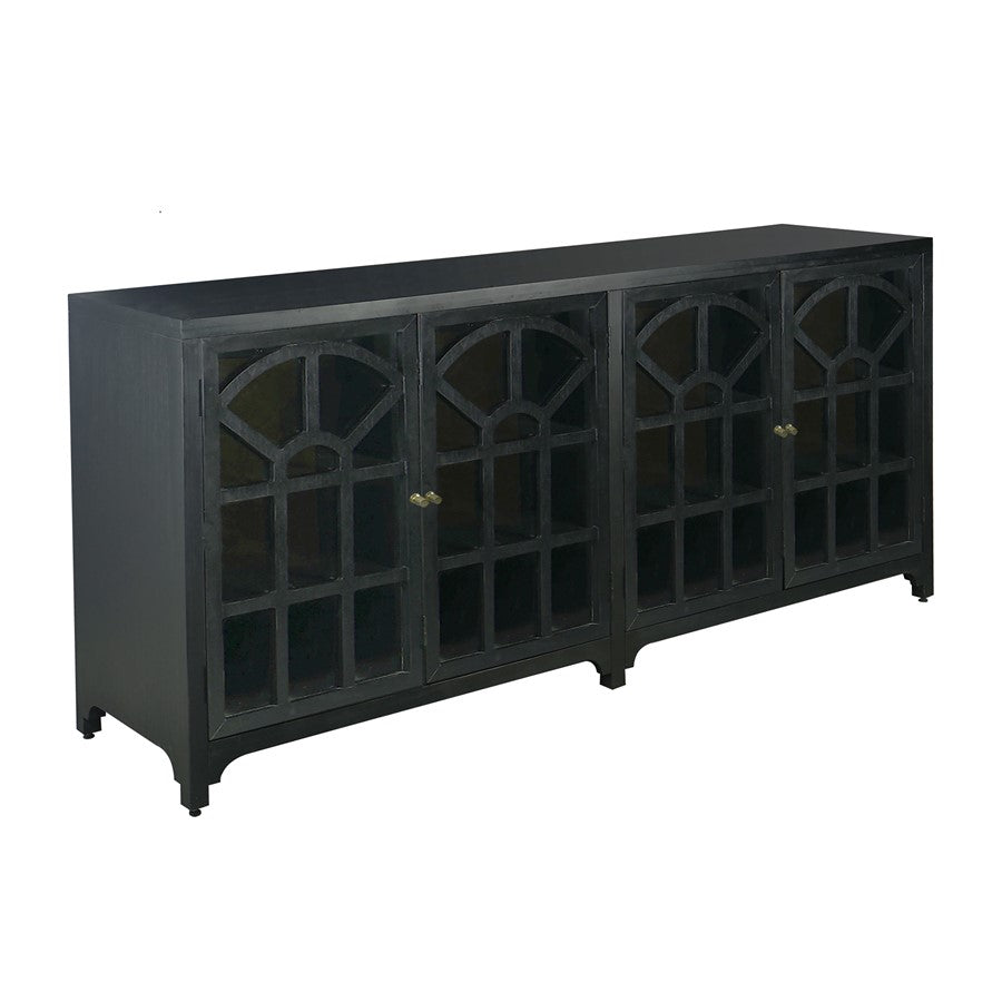 Atlas Lighting Conrad Credenza 72in | Traditional Kettle Black Wood with Clear Glass Doors | Living Room & Dining Room Storage | Model ST11020-01