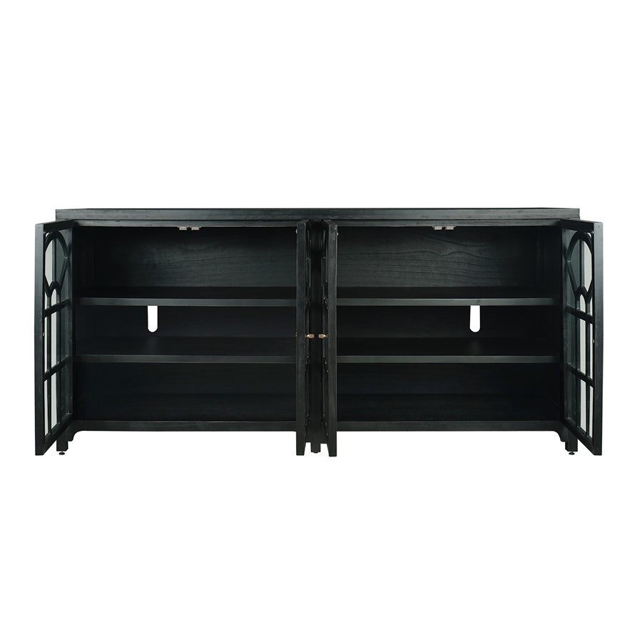 Atlas Lighting Conrad Credenza 72in | Traditional Kettle Black Wood with Clear Glass Doors | Living Room & Dining Room Storage | Model ST11020-01