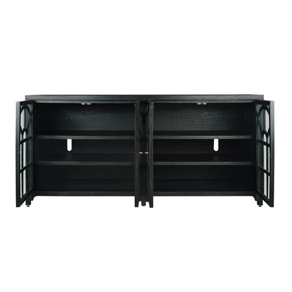 Atlas Lighting Conrad Credenza 72in | Traditional Kettle Black Wood with Clear Glass Doors | Living Room & Dining Room Storage | Model ST11020-01