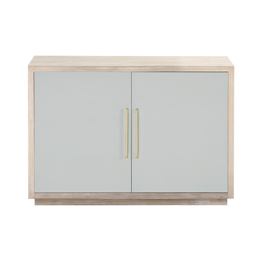 Atlas Lighting Crystal Bay Cabinet 48in | Traditional Graywash Wood with Pale Blue Linen Doors | Living Room & Entryway Storage | Model ST11024-01