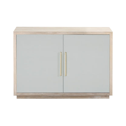 Atlas Lighting Crystal Bay Cabinet 48in | Traditional Graywash Wood with Pale Blue Linen Doors | Living Room & Entryway Storage | Model ST11024-01