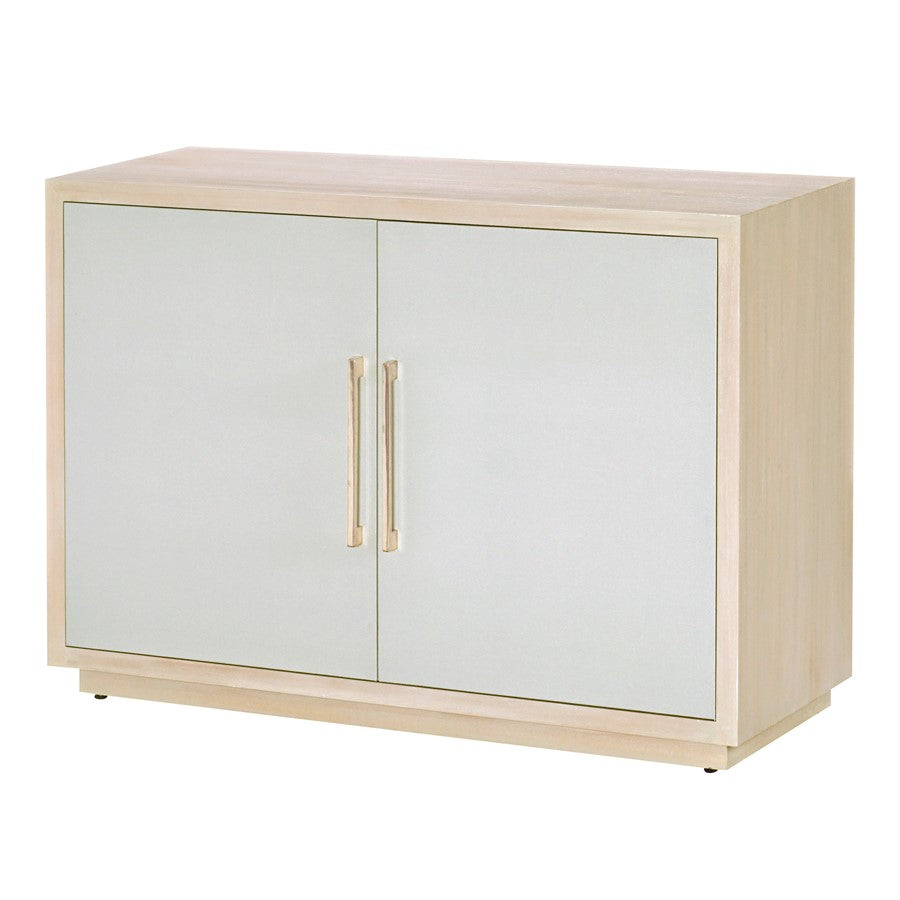 Atlas Lighting Crystal Bay Cabinet 48in | Traditional Graywash Wood with Pale Blue Linen Doors | Living Room & Entryway Storage | Model ST11024-01