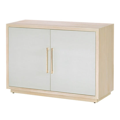 Atlas Lighting Crystal Bay Cabinet 48in | Traditional Graywash Wood with Pale Blue Linen Doors | Living Room & Entryway Storage | Model ST11024-01