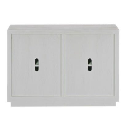 Atlas Lighting Crystal Bay Cabinet 48in | Traditional Graywash Wood with Pale Blue Linen Doors | Living Room & Entryway Storage | Model ST11024-01