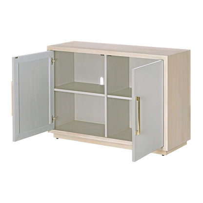 Atlas Lighting Crystal Bay Cabinet 48in | Traditional Graywash Wood with Pale Blue Linen Doors | Living Room & Entryway Storage | Model ST11024-01