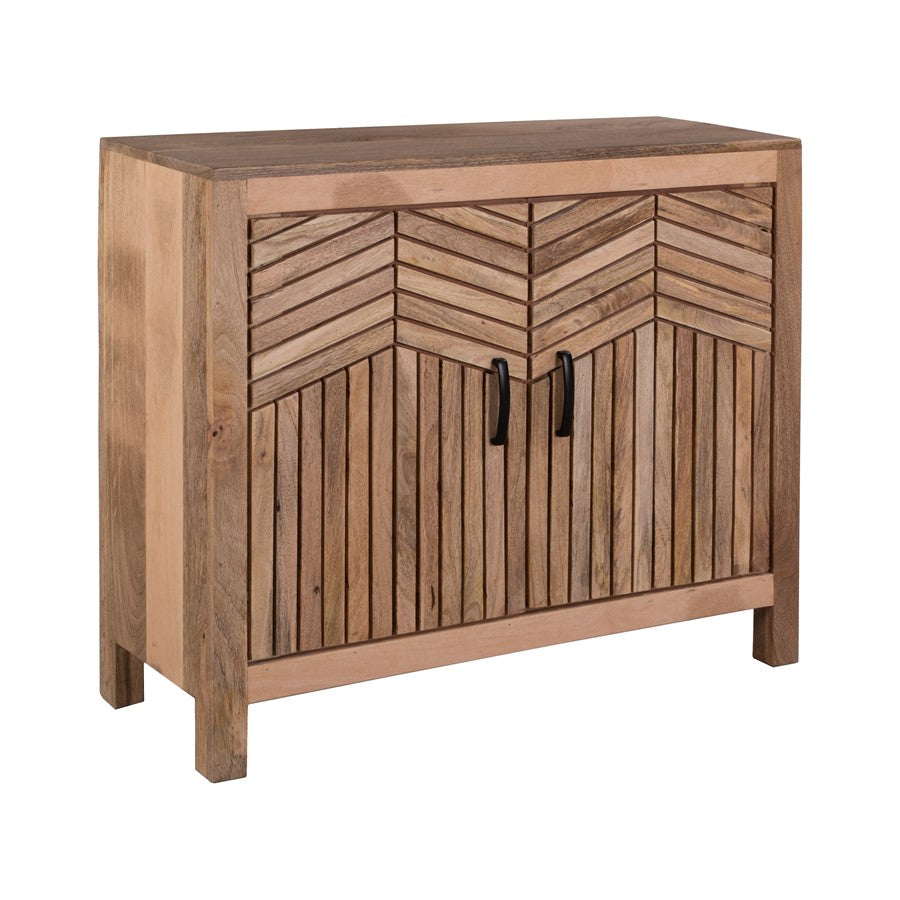 Atlas Lighting Deltaville Cabinet 40in | Traditional Natural Mango Wood with Slatted Doors | Living Room & Entryway Storage | Model ST11026-01
