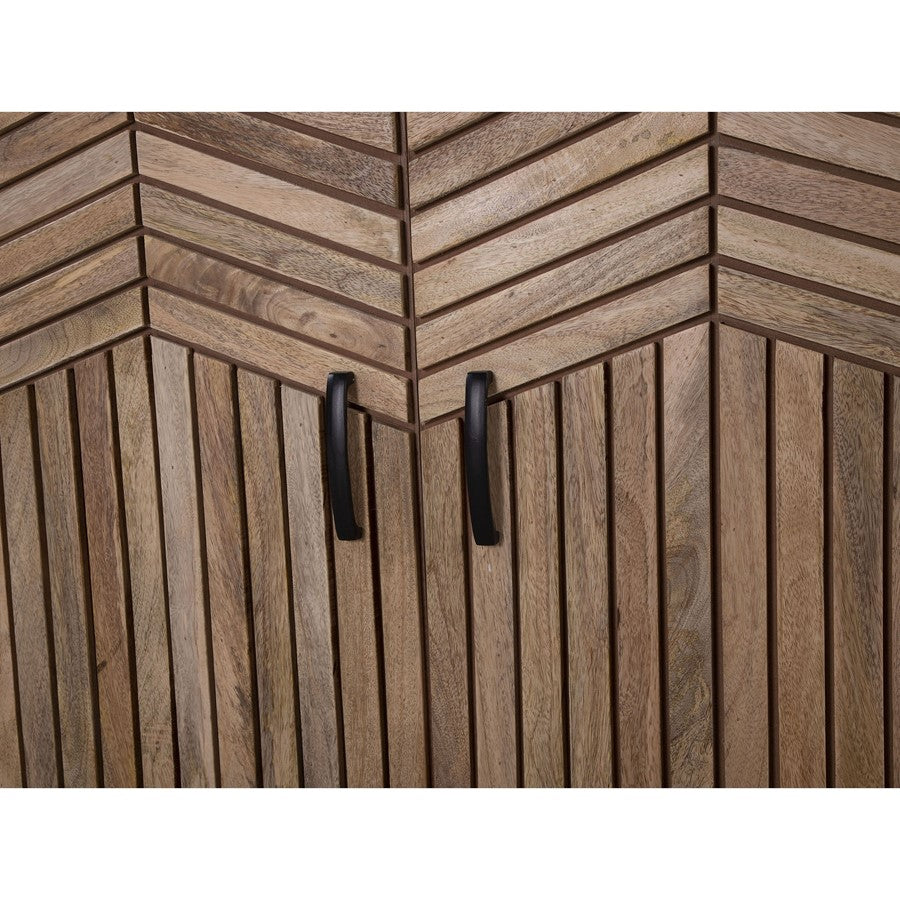 Atlas Lighting Deltaville Cabinet 40in | Traditional Natural Mango Wood with Slatted Doors | Living Room & Entryway Storage | Model ST11026-01