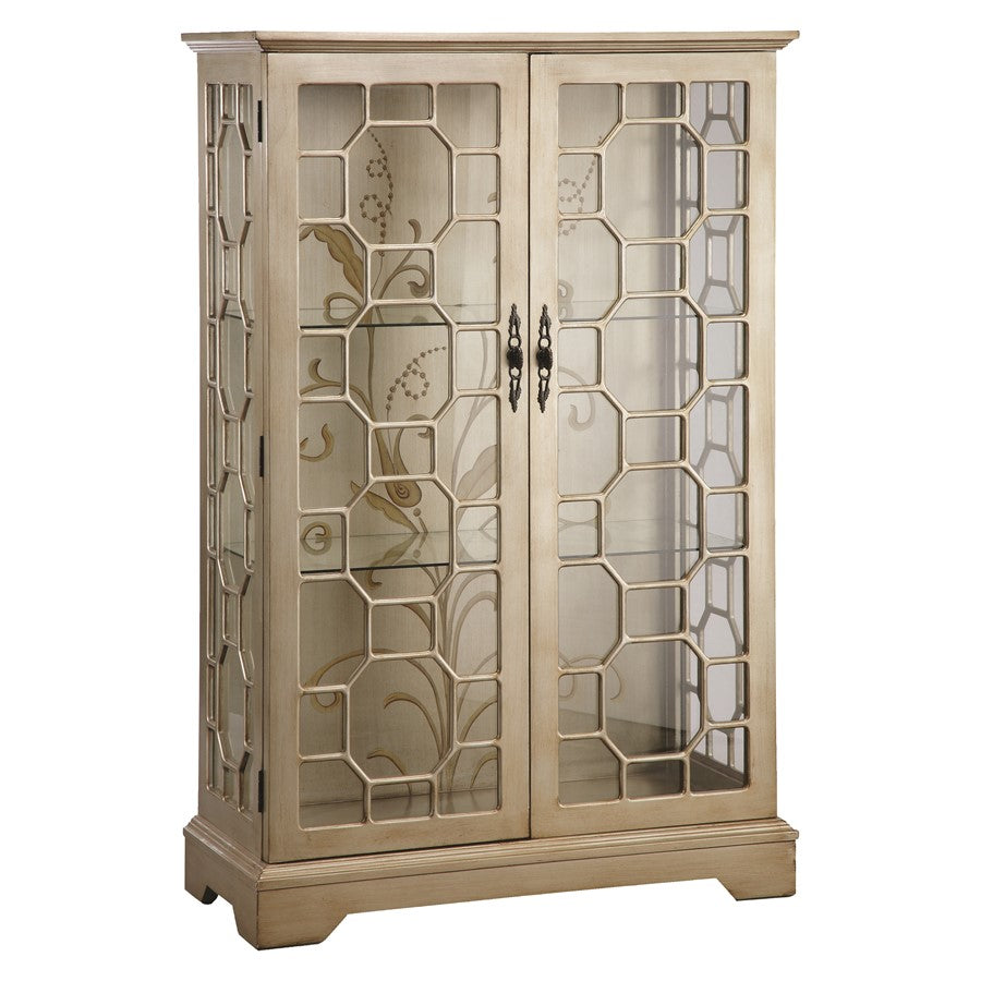 Atlas Lighting Diana 36in 2-Door Curio Cabinet | Traditional Silver Wood Composite | Living Room & Dining Room Display | Model ST11028-01