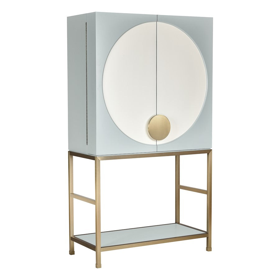 Atlas Lighting Gabe 42in 2-Door Bar Cabinet | Traditional Light Blue Wood Composite & Brass | Living Room & Dining Room Bar | Model ST11033-01