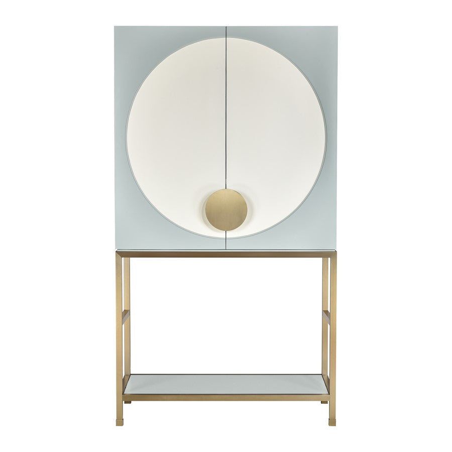Atlas Lighting Gabe 42in 2-Door Bar Cabinet | Traditional Light Blue Wood Composite & Brass | Living Room & Dining Room Bar | Model ST11033-01