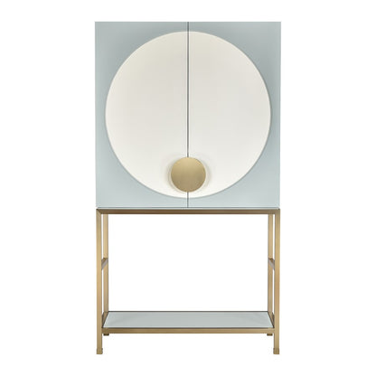 Atlas Lighting Gabe 42in 2-Door Bar Cabinet | Traditional Light Blue Wood Composite & Brass | Living Room & Dining Room Bar | Model ST11033-01