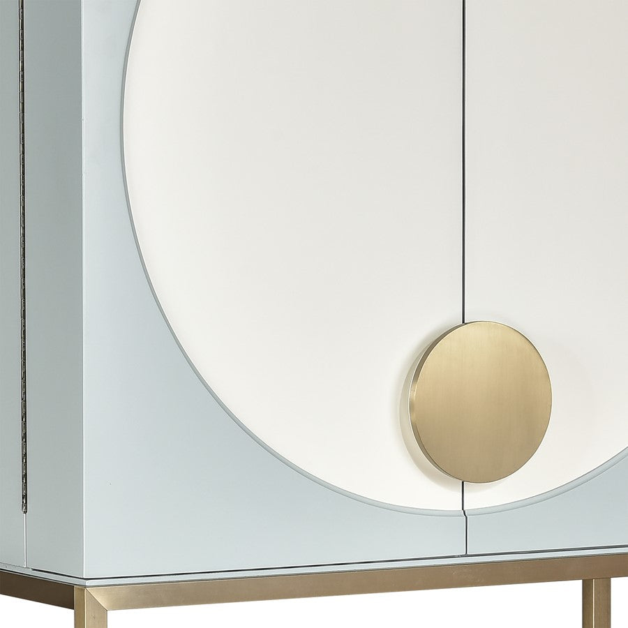 Atlas Lighting Gabe 42in 2-Door Bar Cabinet | Traditional Light Blue Wood Composite & Brass | Living Room & Dining Room Bar | Model ST11033-01