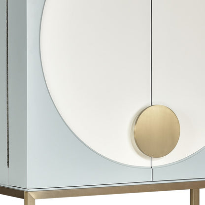 Atlas Lighting Gabe 42in 2-Door Bar Cabinet | Traditional Light Blue Wood Composite & Brass | Living Room & Dining Room Bar | Model ST11033-01