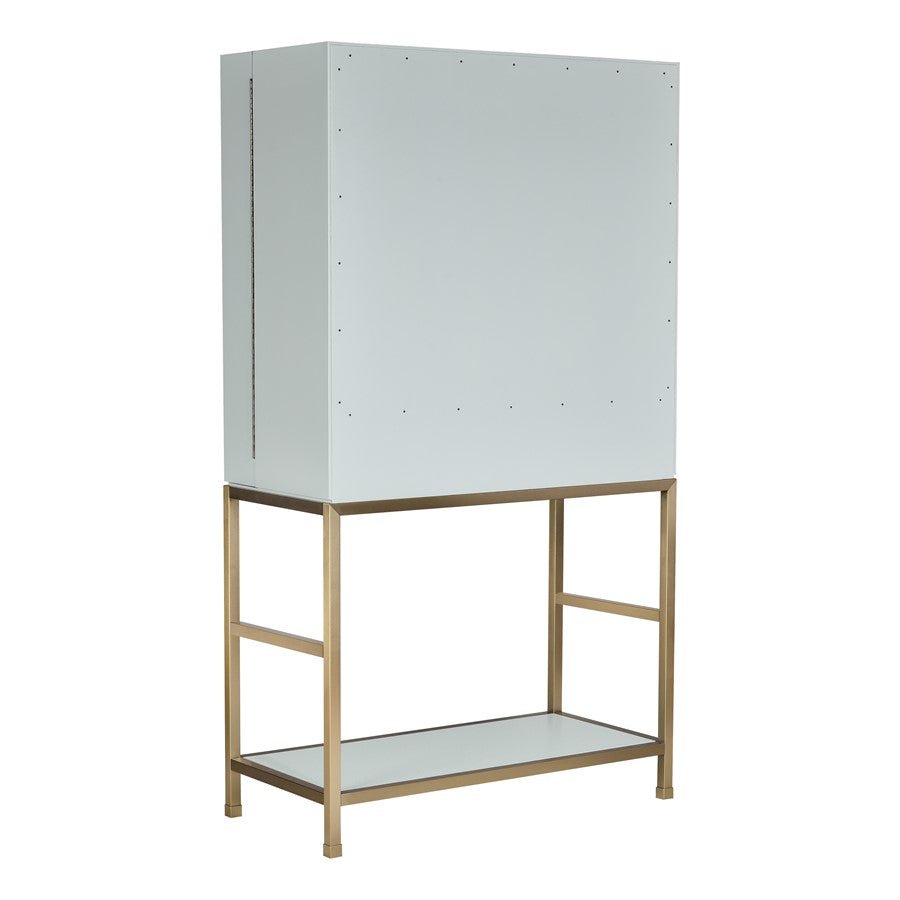 Atlas Lighting Gabe 42in 2-Door Bar Cabinet | Traditional Light Blue Wood Composite & Brass | Living Room & Dining Room Bar | Model ST11033-01