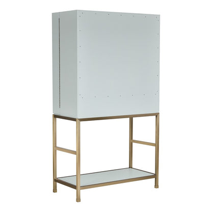 Atlas Lighting Gabe 42in 2-Door Bar Cabinet | Traditional Light Blue Wood Composite & Brass | Living Room & Dining Room Bar | Model ST11033-01