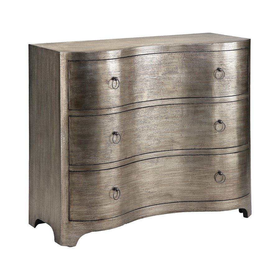 Atlas Lighting Greybeau 40in 3-Drawer Chest | Traditional Antique Silver Leaf Wood | Bedroom & Entryway Storage | 40 x 18 x 35.5 in | Model ST11039-01