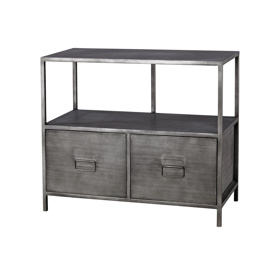 Atlas Lighting Gunthery 32in 2-Drawer Media Console | Transitional Graphite Metal | Living Room & Office Storage | 32 x 15 x 27 in | Model ST11040-01
