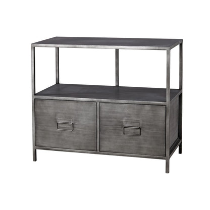 Atlas Lighting Gunthery 32in 2-Drawer Media Console | Transitional Graphite Metal | Living Room & Office Storage | 32 x 15 x 27 in | Model ST11040-01