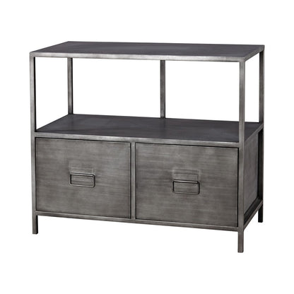 Atlas Lighting Gunthery 32in 2-Drawer Media Console | Transitional Graphite Metal | Living Room & Office Storage | 32 x 15 x 27 in | Model ST11040-01