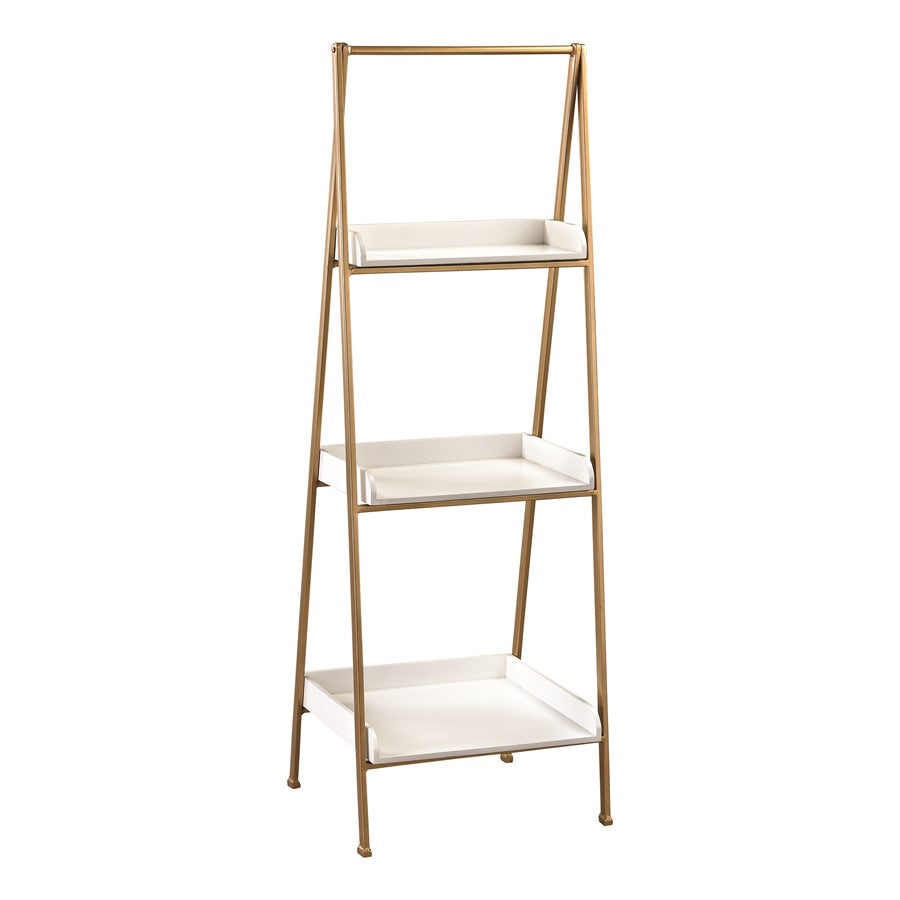 Atlas Lighting Kline Small Bookshelf | Gloss White and Gold Metal Wood Composite | Home Office & Living Room Storage | Model ST11050-01