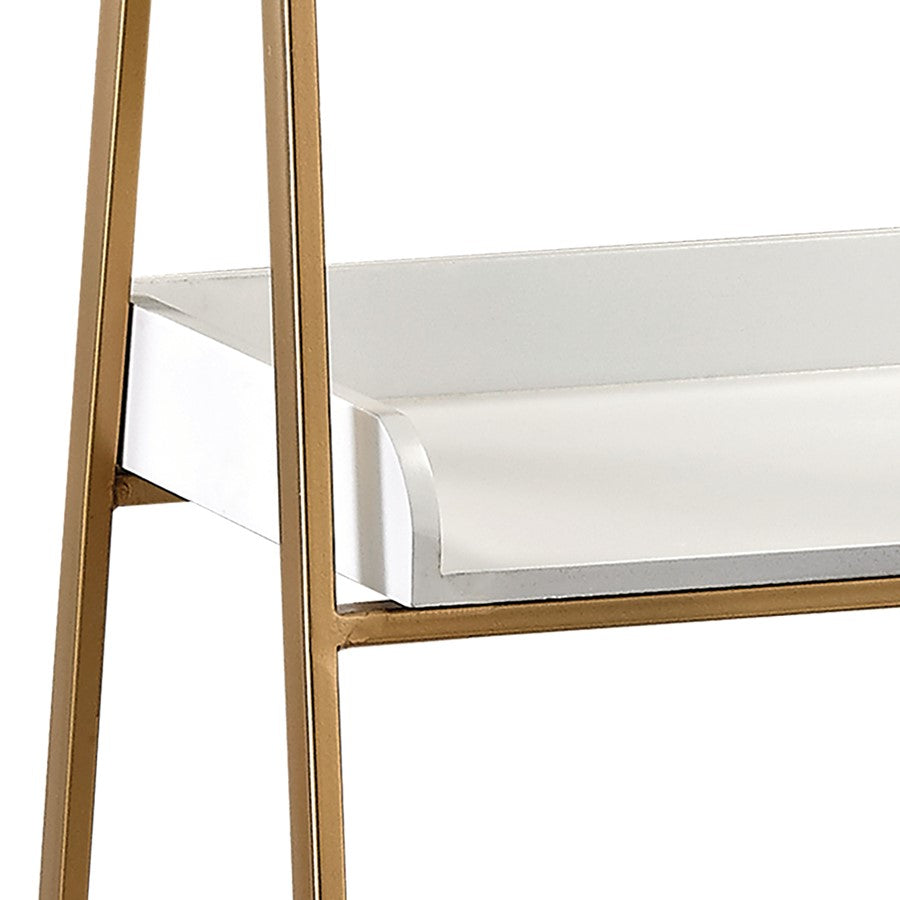 Atlas Lighting Kline Small Bookshelf | Gloss White and Gold Metal Wood Composite | Home Office & Living Room Storage | Model ST11050-01