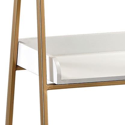 Atlas Lighting Kline Small Bookshelf | Gloss White and Gold Metal Wood Composite | Home Office & Living Room Storage | Model ST11050-01
