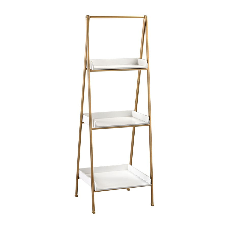 Atlas Lighting Kline Small Bookshelf | Gloss White and Gold Metal Wood Composite | Home Office & Living Room Storage | Model ST11050-01