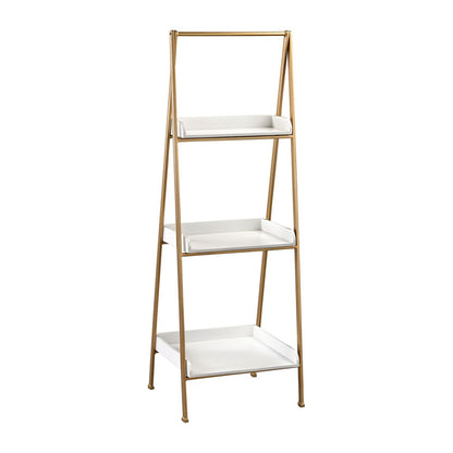 Atlas Lighting Kline Small Bookshelf | Gloss White and Gold Metal Wood Composite | Home Office & Living Room Storage | Model ST11050-01
