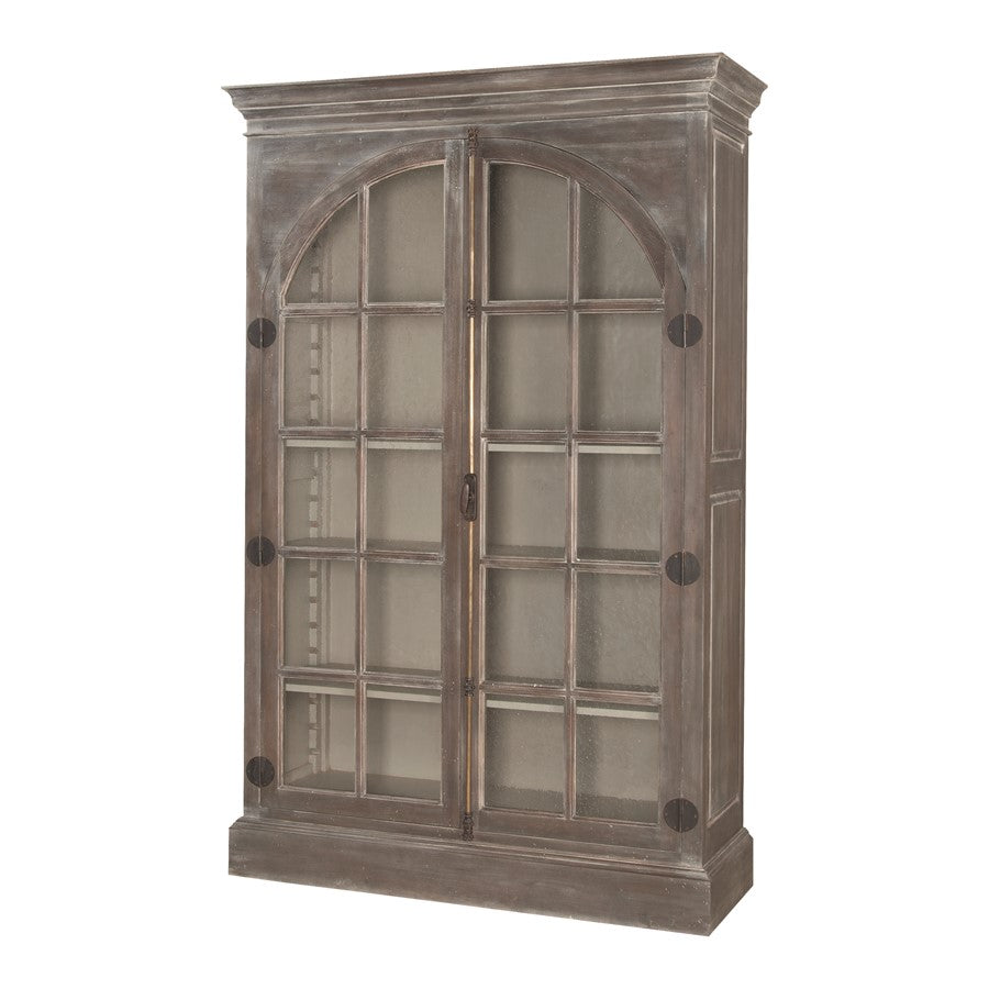 Atlas Lighting Manor 52in Wide Traditional Wood Cabinet | Greige Finish with Clear Glass | Living Room & Entryway Storage | Model ST11056-01