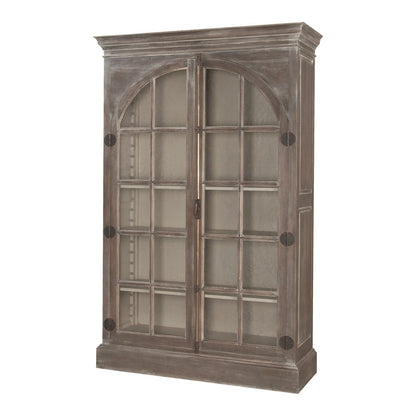 Atlas Lighting Manor 52in Wide Traditional Wood Cabinet | Greige Finish with Clear Glass | Living Room & Entryway Storage | Model ST11056-01