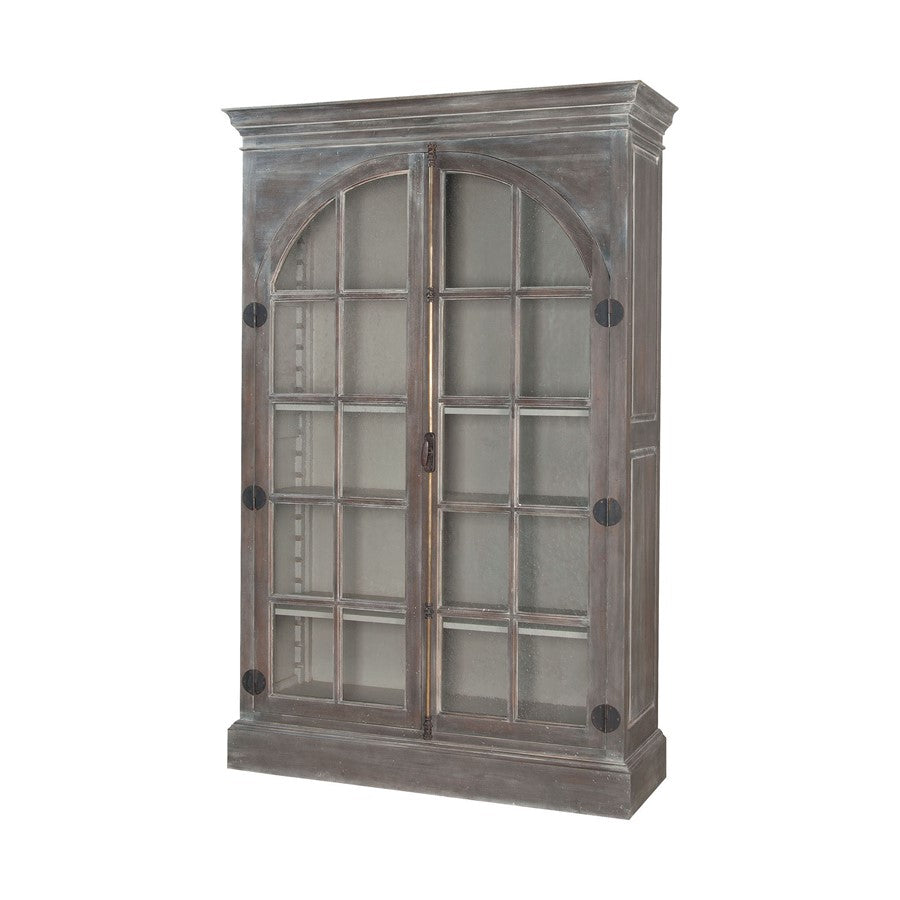 Atlas Lighting Manor 52in Wide Traditional Wood Cabinet | Greige Finish with Clear Glass | Living Room & Entryway Storage | Model ST11056-01