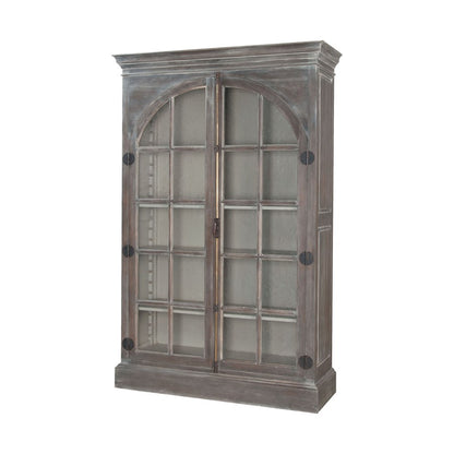 Atlas Lighting Manor 52in Wide Traditional Wood Cabinet | Greige Finish with Clear Glass | Living Room & Entryway Storage | Model ST11056-01
