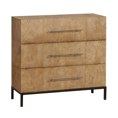 Atlas Lighting Marc 40in Wide Traditional Wood Chest | Natural Burl Finish with Black Metal Handles | Bedroom & Living Room | Model ST11057-01