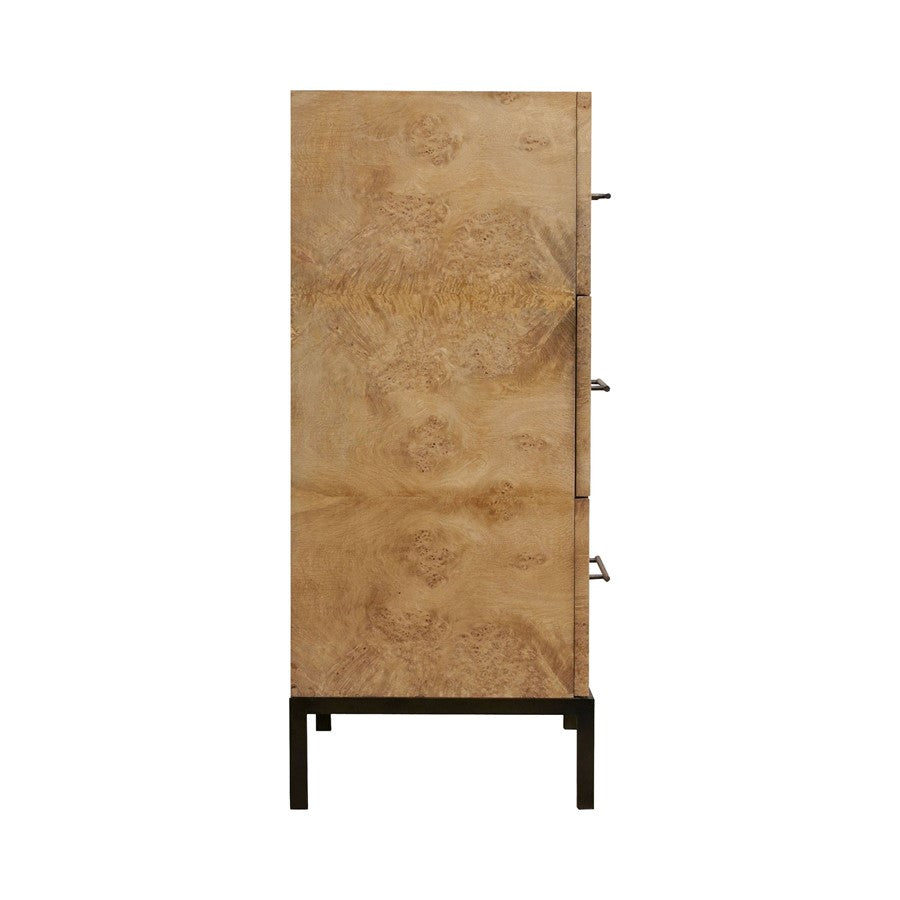 Atlas Lighting Marc 40in Wide Traditional Wood Chest | Natural Burl Finish with Black Metal Handles | Bedroom & Living Room | Model ST11057-01