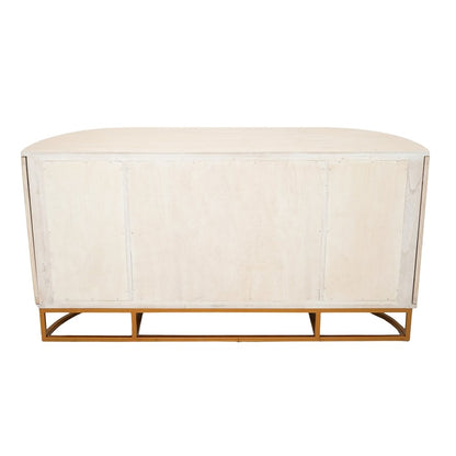 Atlas Lighting Sconset 72in Four-Door Credenza | Natural Rattan & White Ash Wood with Brass Base | Living Room & Dining Room | Model ST11071-01