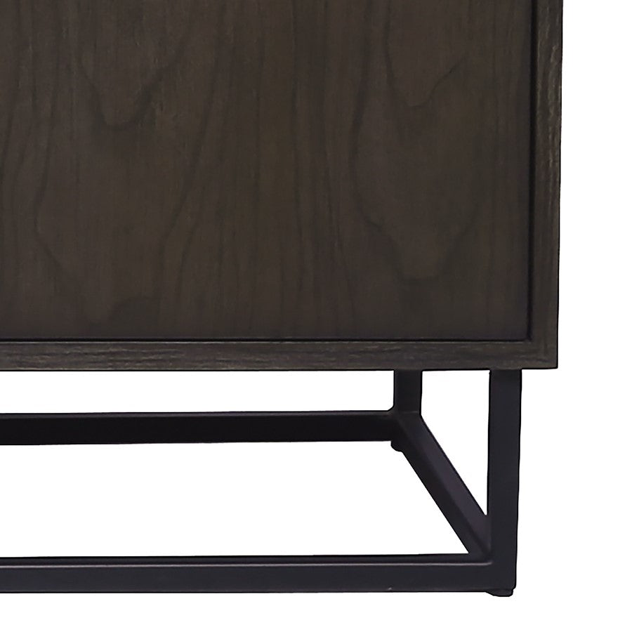 Atlas Lighting Seaton 65in Two-Door Credenza | Espresso Wood with Black Metal Frame | Living Room & Dining Room Storage | Model ST11072-01