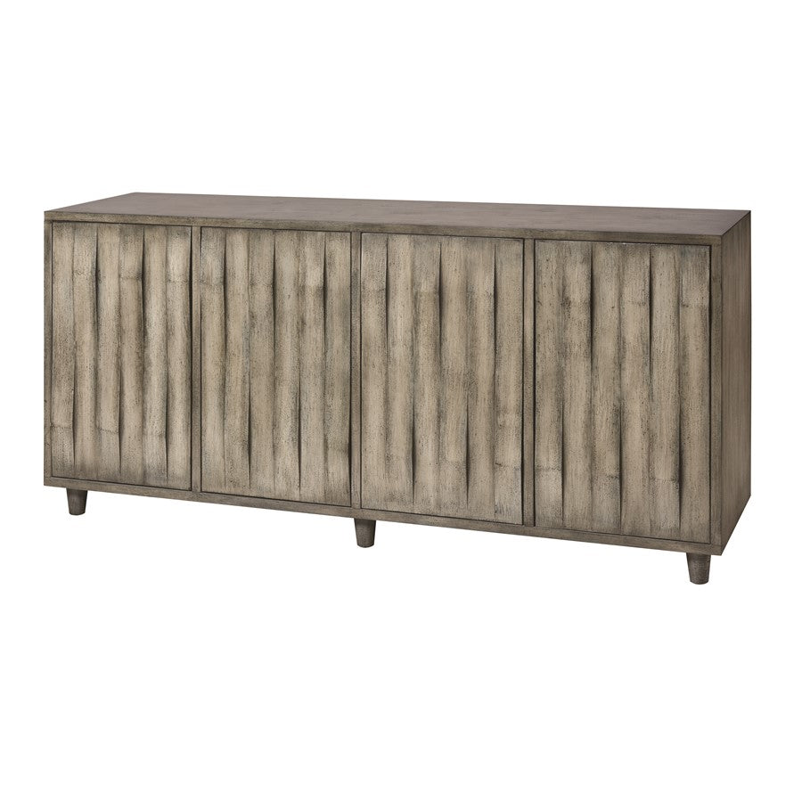 Atlas Lighting Seychelles 72in 4-Door Credenza | Transitional Gray Wood | Living Room & Office Storage Cabinet | 72 x 19 x 34 in | Model ST11074-01