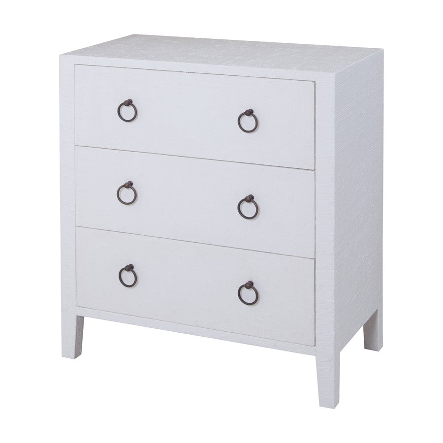Atlas Lighting St. Kitts 3-Drawer Chest | White Wood with Aged Bronze Pulls | Bedroom & Entryway Storage | 32in W x 17in D x 36in H | Model ST11076-01