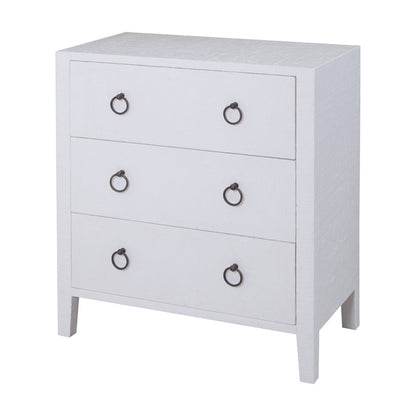 Atlas Lighting St. Kitts 3-Drawer Chest | White Wood with Aged Bronze Pulls | Bedroom & Entryway Storage | 32in W x 17in D x 36in H | Model ST11076-01