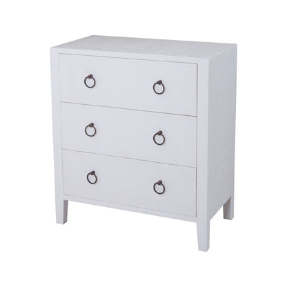Atlas Lighting St. Kitts 3-Drawer Chest | White Wood with Aged Bronze Pulls | Bedroom & Entryway Storage | 32in W x 17in D x 36in H | Model ST11076-01